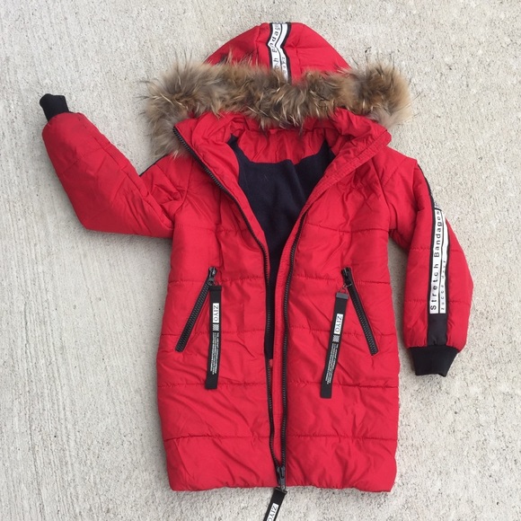 girls puffer jacket with fur hood